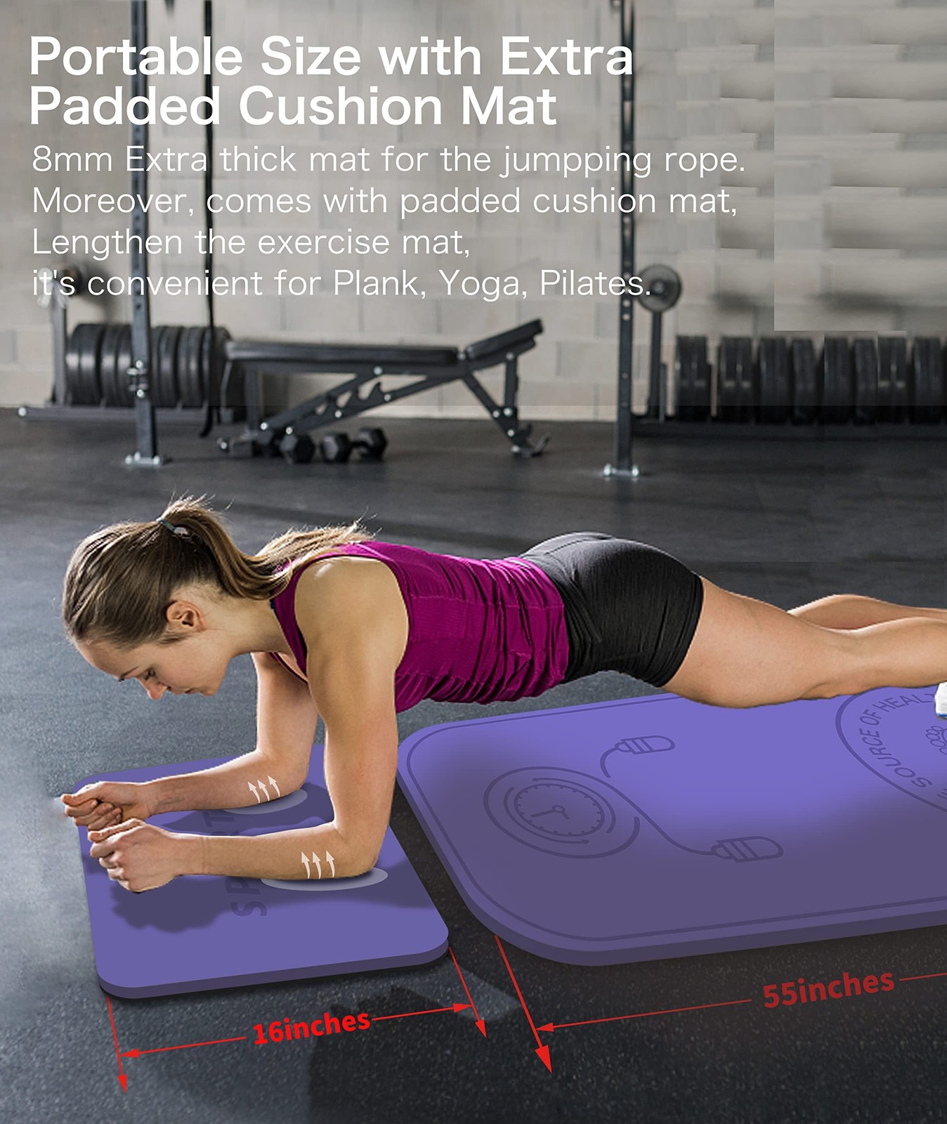 Jump Rope Mat Shockproof Exercise Skipping Mat All-Purpose Extra Thick High D...