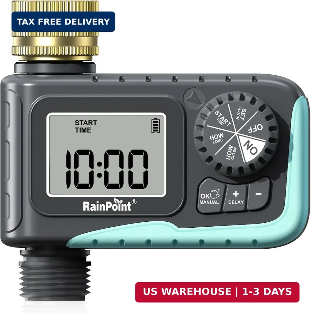 RAINPOINT Sprinkler Timer with Brass Swivel, Programmable Water Timer for Garden