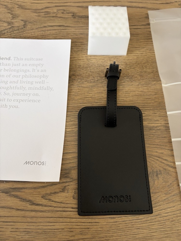 Monos Luggage Tag Black Leather Adjustable Strap