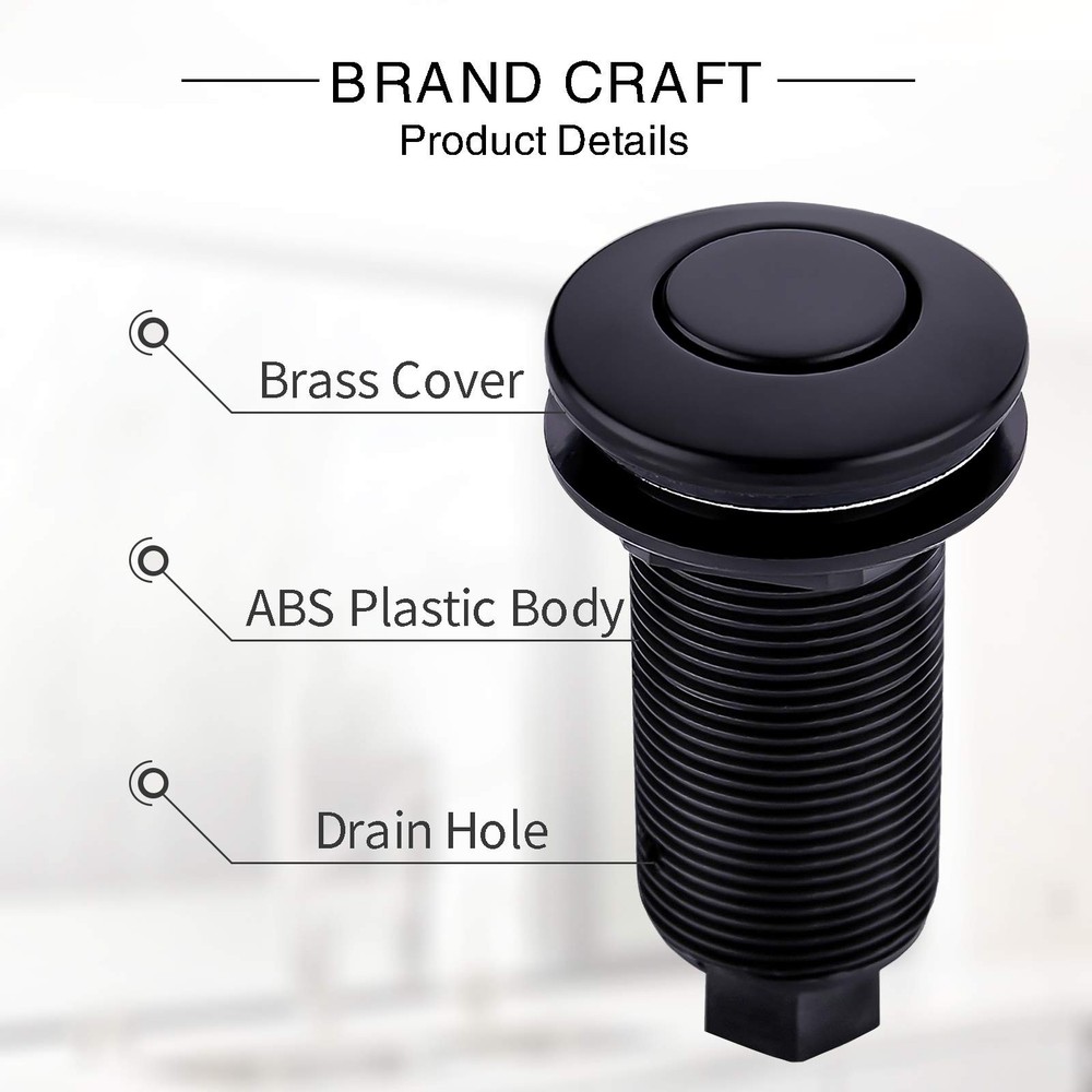 SINKINGDOM Garbage Disposal Air Switch Kit Sink with Long Button,Matte Black