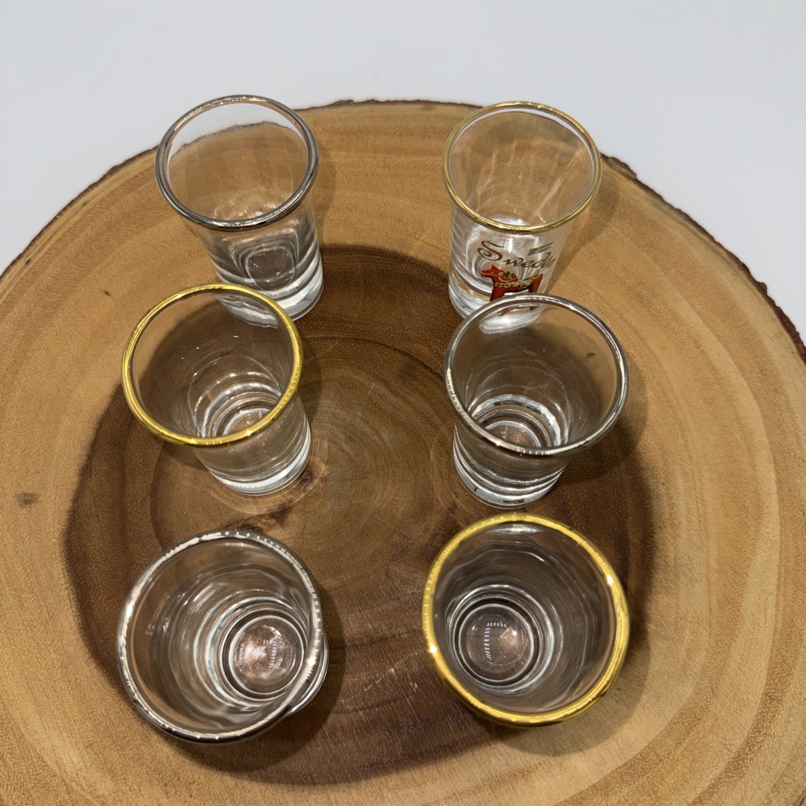 Vintage Liquor Dispenser Pump & Glass Decanter W/6 Shot Glasses W/Chrome Tray