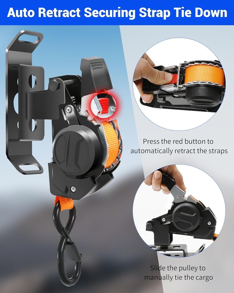 Dual-Pivot Retractable Tie Down Straps - Compatible with RAM 2500