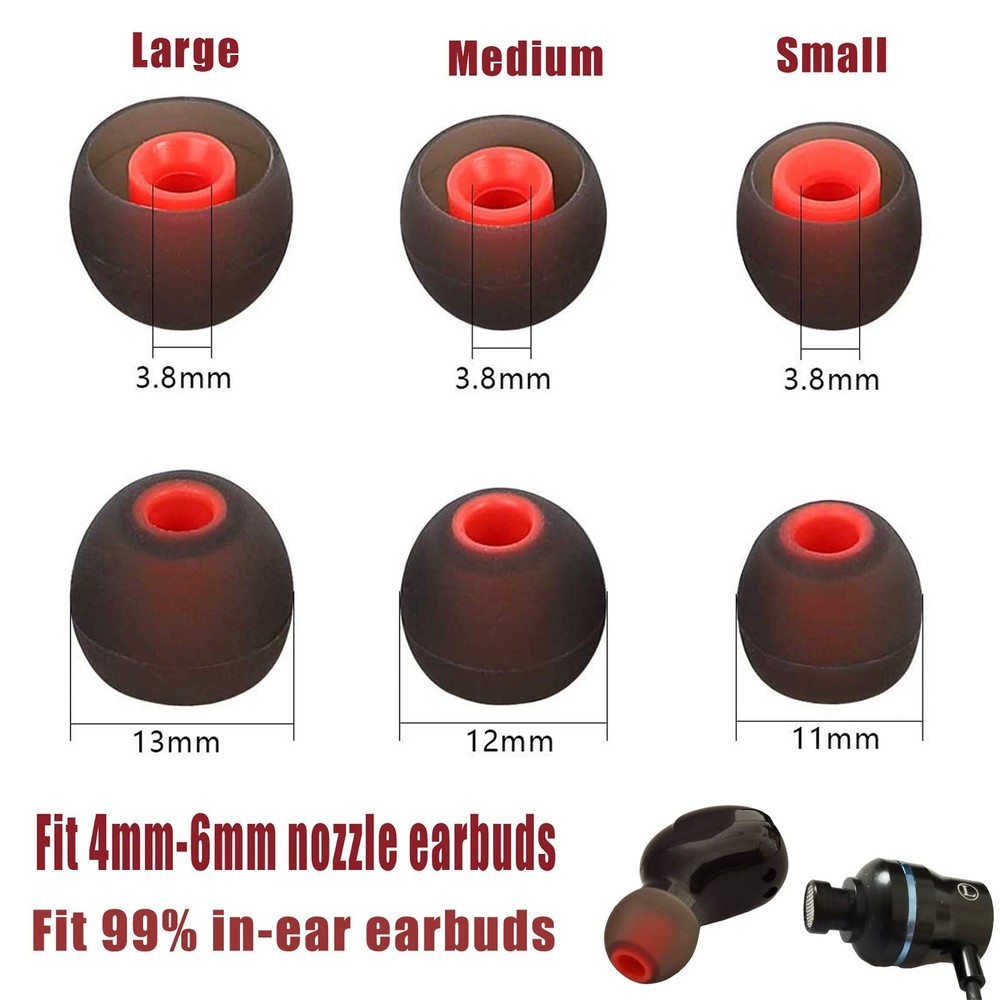 Earbuds Replacement Tips Soft Silicone Earbud 2 Black-Medium, 2Black-Medium