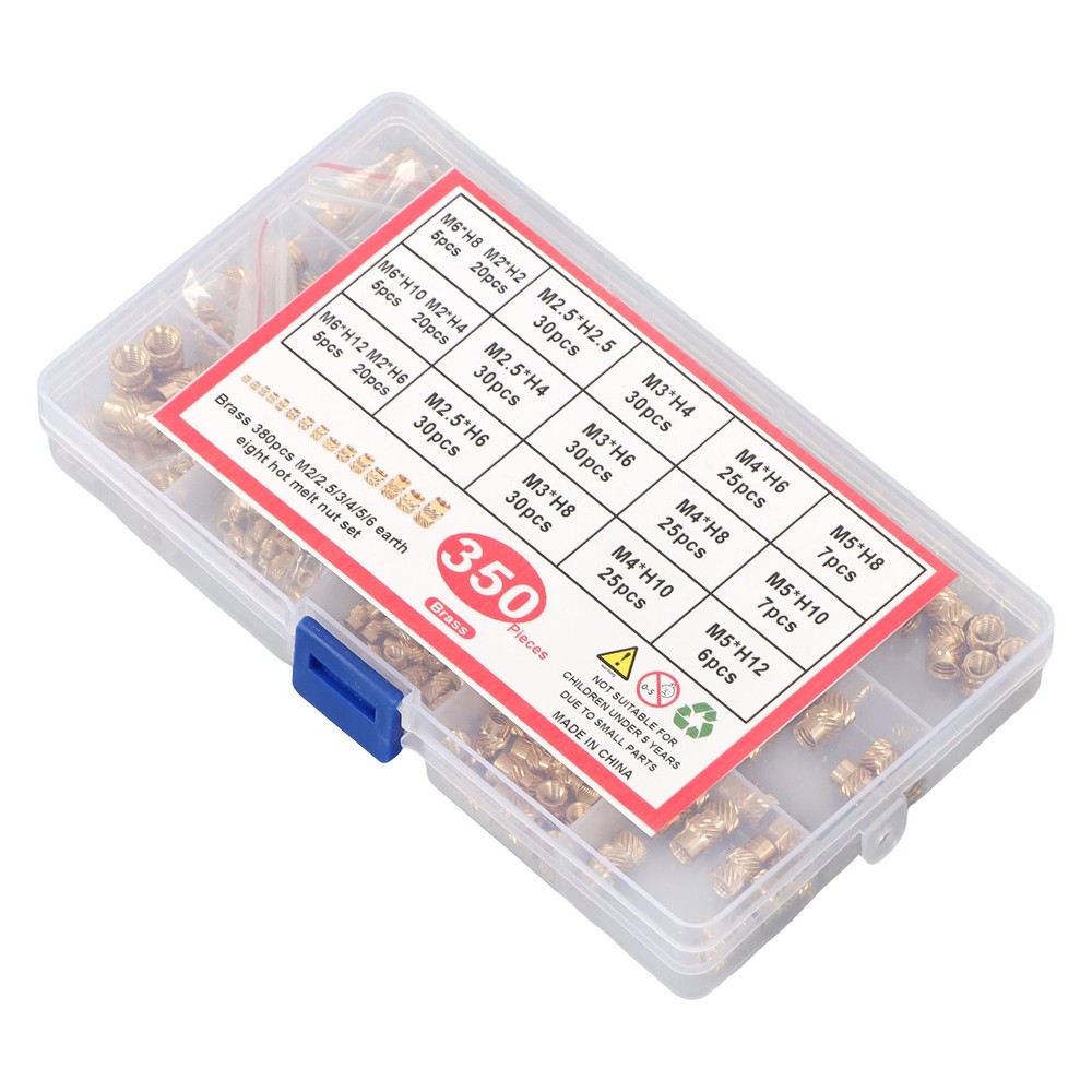 350Pack Threaded inserts kits M2-M6 Metric Internal Thread Rolled Copper Inserts