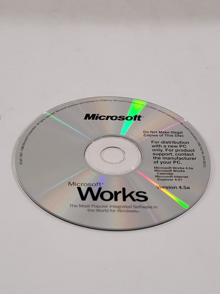 Microsoft Works Software CD PC CD-ROM