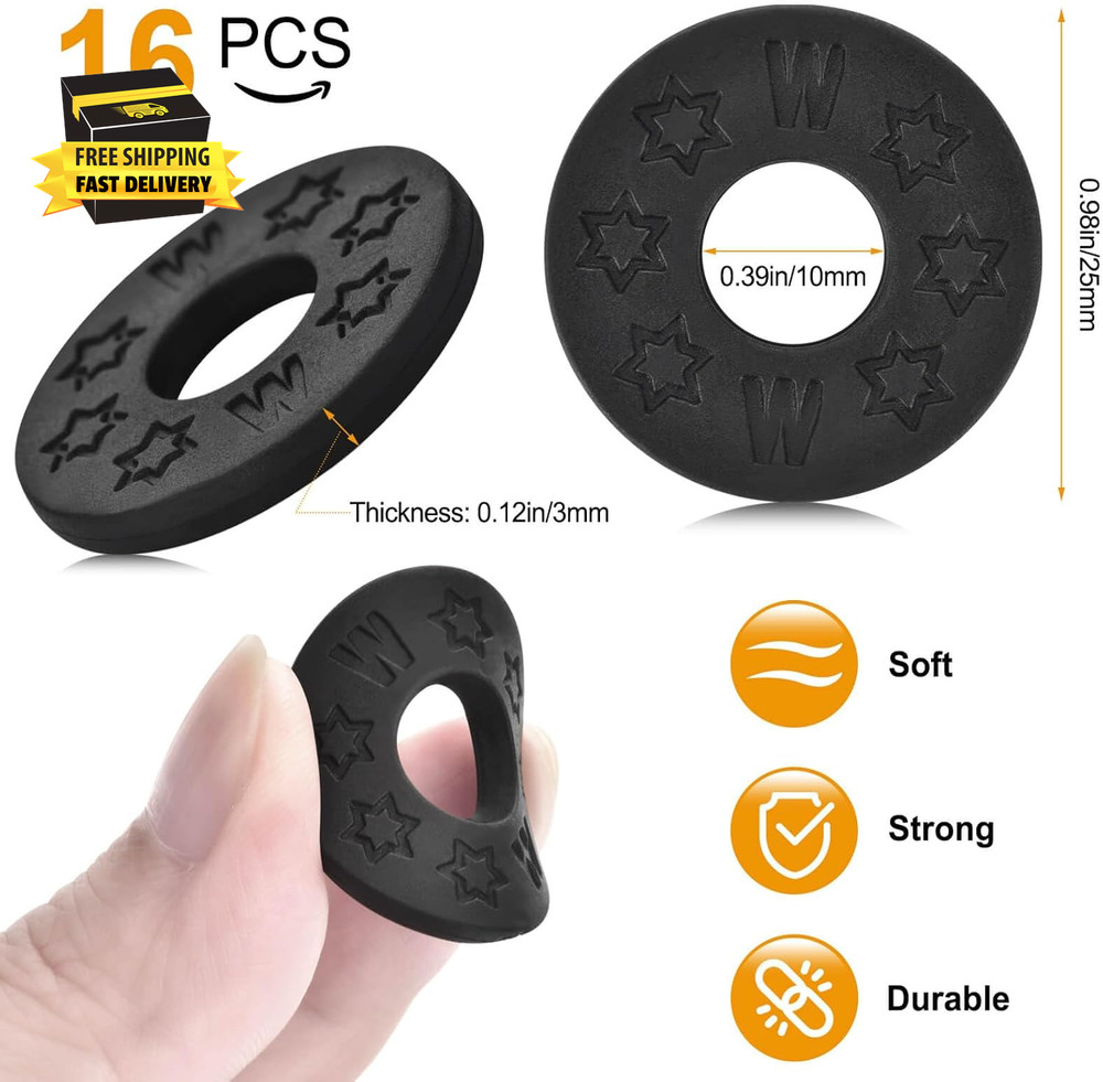 16PCS Guitar Strap Blocks, Guitar Protector Block, Rubber Strap Locks, Black Sil