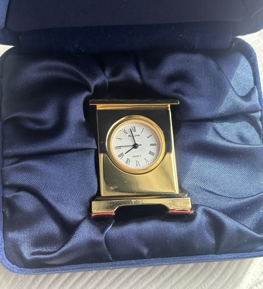 BULOVA Miniature Solid Brass Alarm Clock | Model B0503 2 1/8”