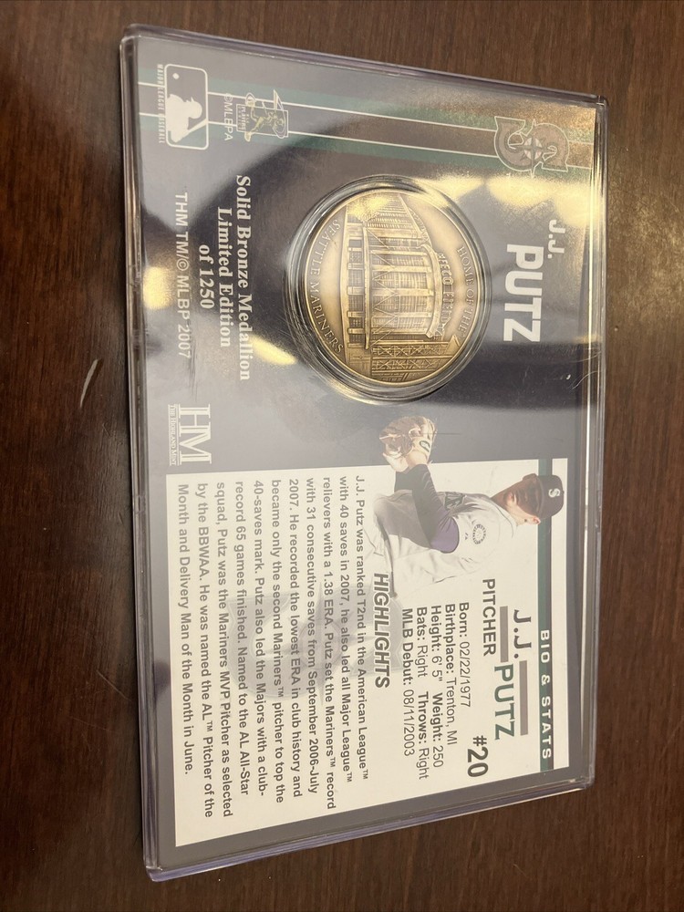 JJ Putz Signed Ball And Bronze Medallion
