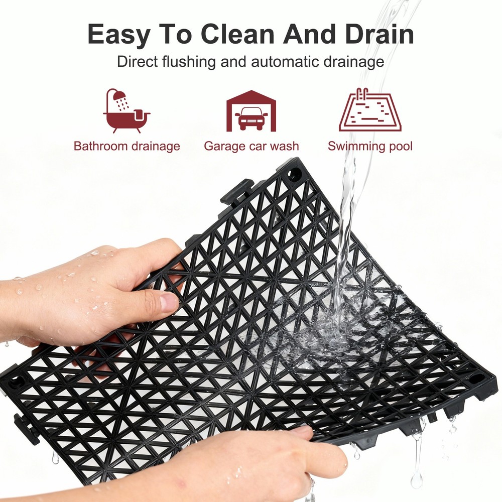 Interlocking Drain Tiles 12"x12" - 24/36/50PCS Splicing Floor Tiles