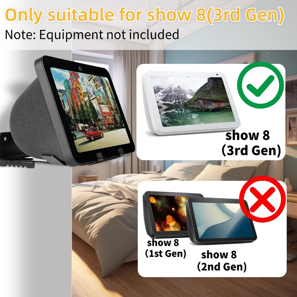 Metal Wall Mount ONLY for Echo Show 8 3rd.Generation Wall Bracket Wall Stand ...