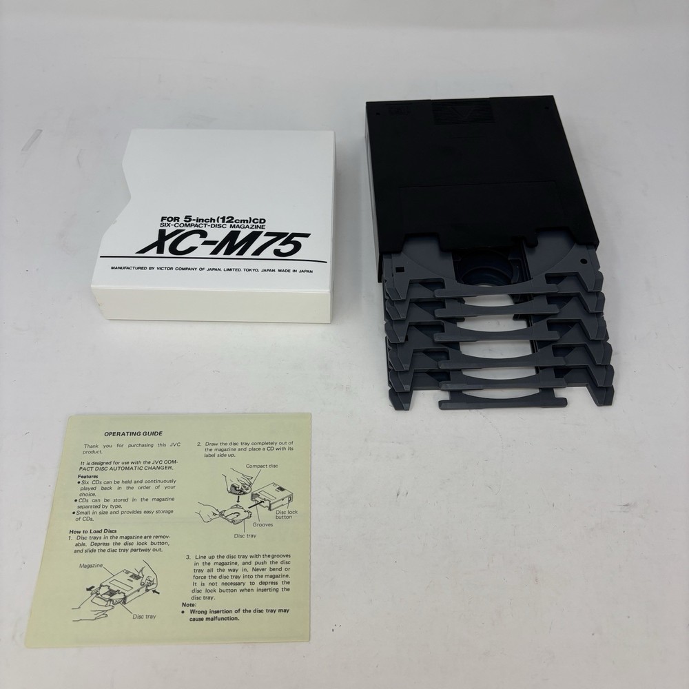 JVC 6 CD Compact Disc Magazine XC-M75 Single Automatic Changer Black Retro EUC