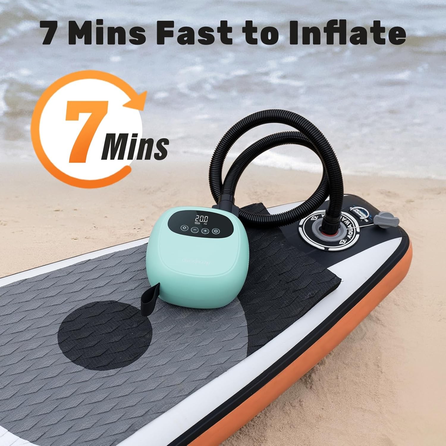 Electric Paddle Board Pump, Rechargeable 20PSI SUP Pump, Dual-Stage