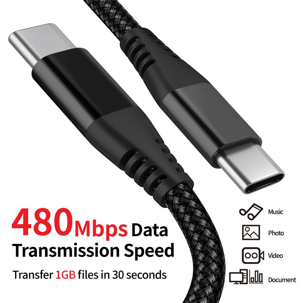 USB-C to USB-C Cable Male Type-C Cable Cord Fast Charger Charging Data Sync