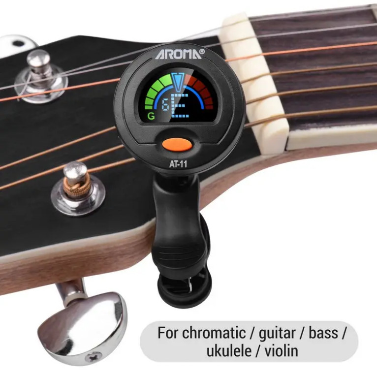 Aroma AT-11 Color Clip On Tuner Chromatic for guitar bass violin ukulele banjo