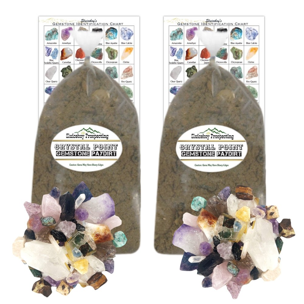 Gemstone Paydirt 7lb CRYSTAL POINT GEM | 2 PACK SPECIAL! Mining Rough Stone Mix