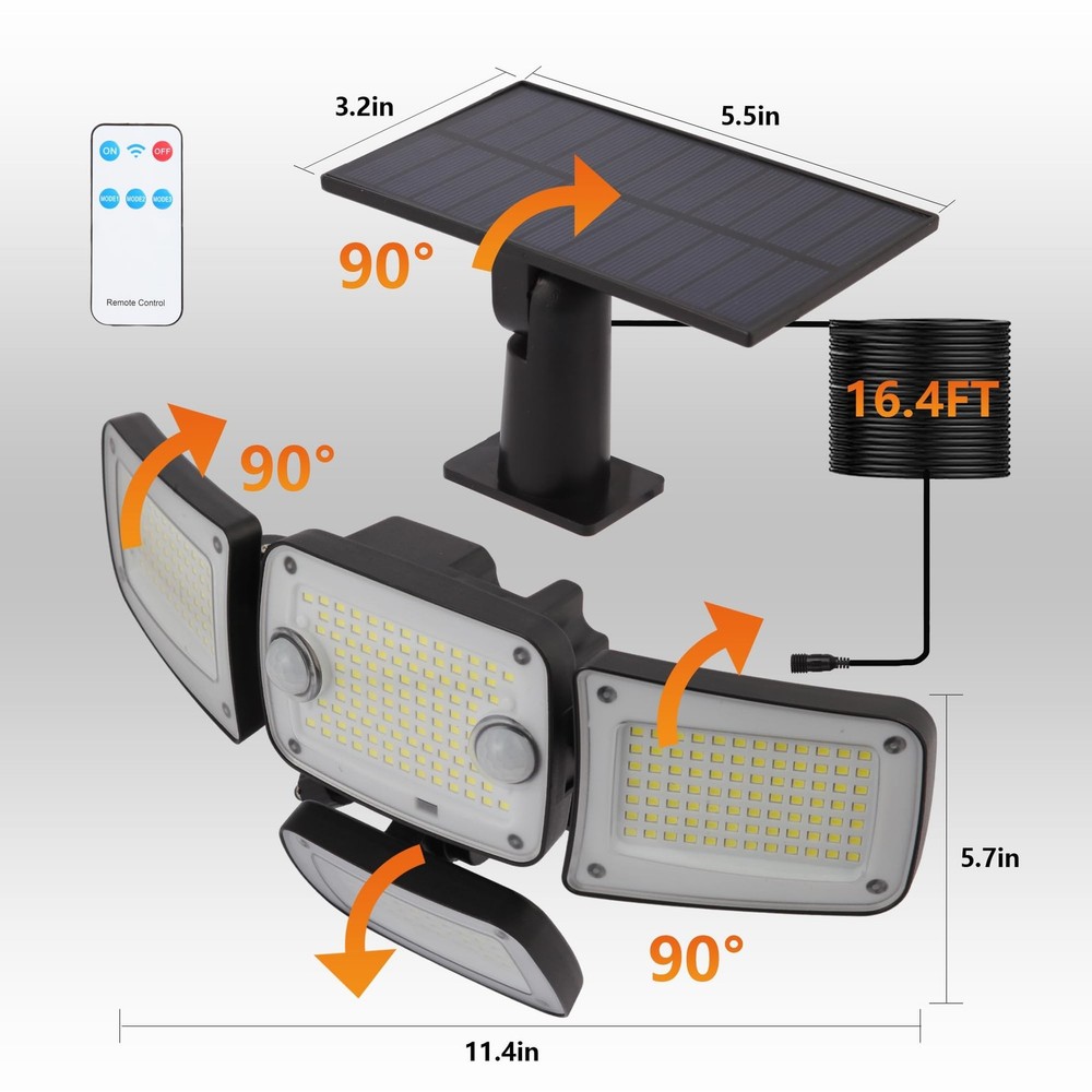 Solar Outdoor Lights, Motion Sensor Security Lights with Remote Control, 3000...