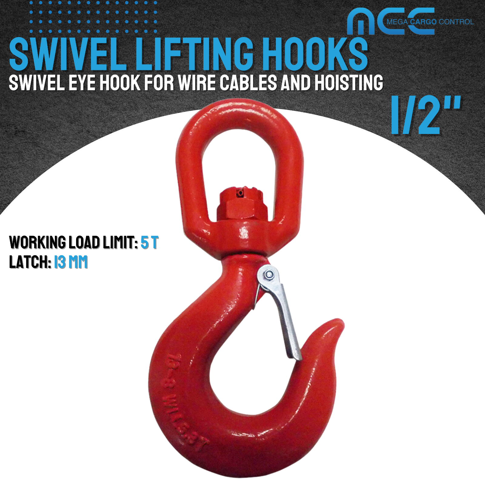 G80 Heavy Duty 1.2T - 5T Swivel Lifting Hook w/ Latch for Lifting Hoist Rigging