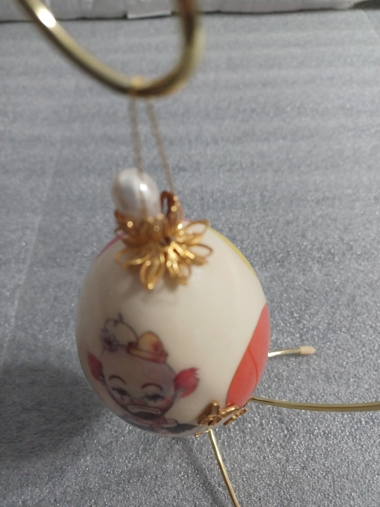 Hand Painted Ceramic Egg Clown Faces with Stand