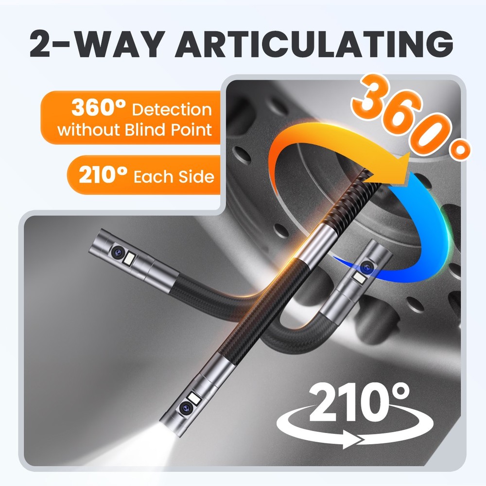 ANCEL AN303 Endoscope Camera 4.3" Inspection Camera Borescope Articulating 210°