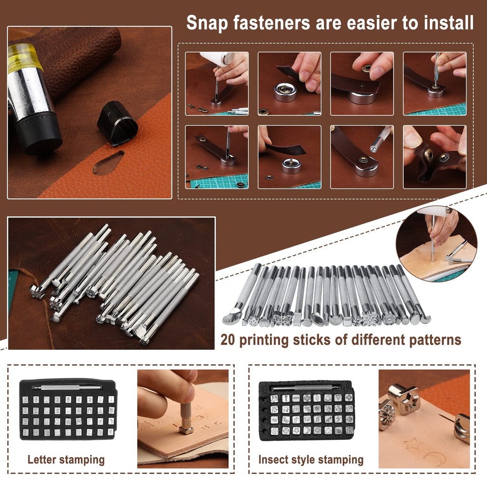628Pcs Leather Working Tooling Set for Beginners, Starter 628 Pcs,