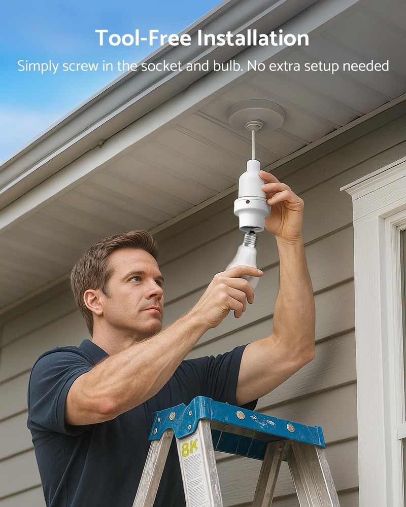 otnofok Light Sensor Socket, E26/E27 Bulb Automatic Dusk White