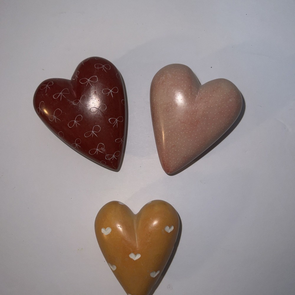 Decorative Marble Hearts X3