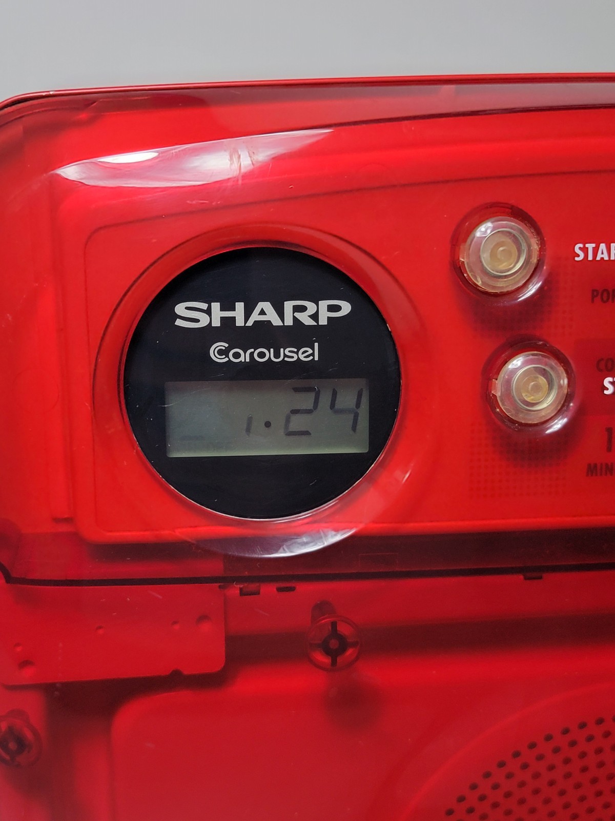 Vintage Sharp Half Pint Carousel Microwave Clear Red Model R-120DS - Please Read