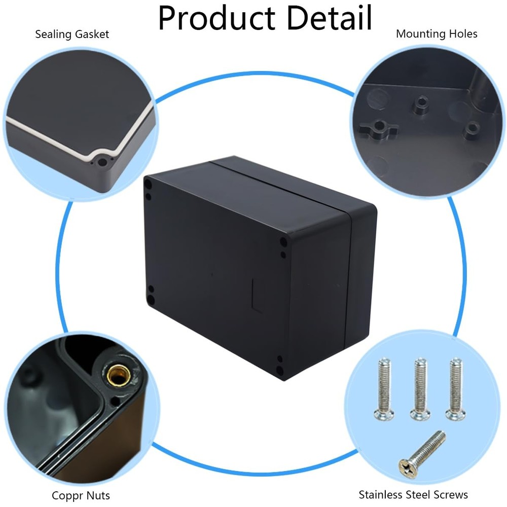 Project Box IP65 Waterproof Junction Box ABS Plastic Black Electrical Boxes D...