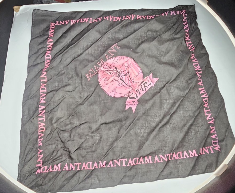 Vintage Adam Ant Bandana & Pin Button Set 1980s New Wave Punk Rock Memorabilia