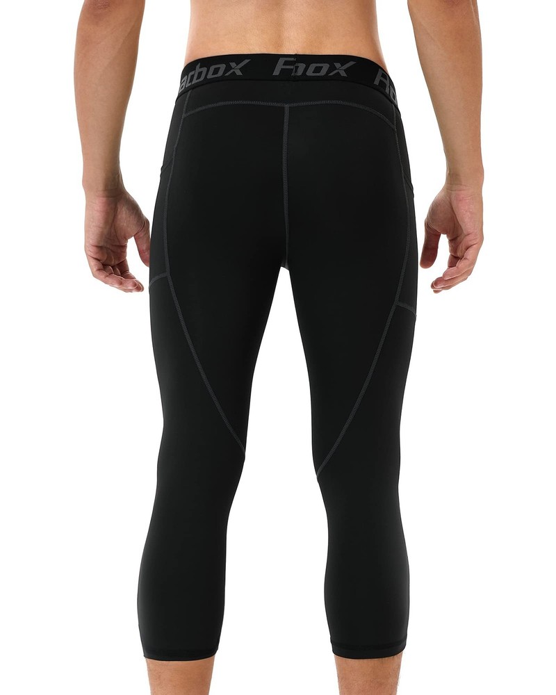 Roadbox 2 Pack Men's 3/4 Compression Pants, Athletic Basketball Workout Tight...