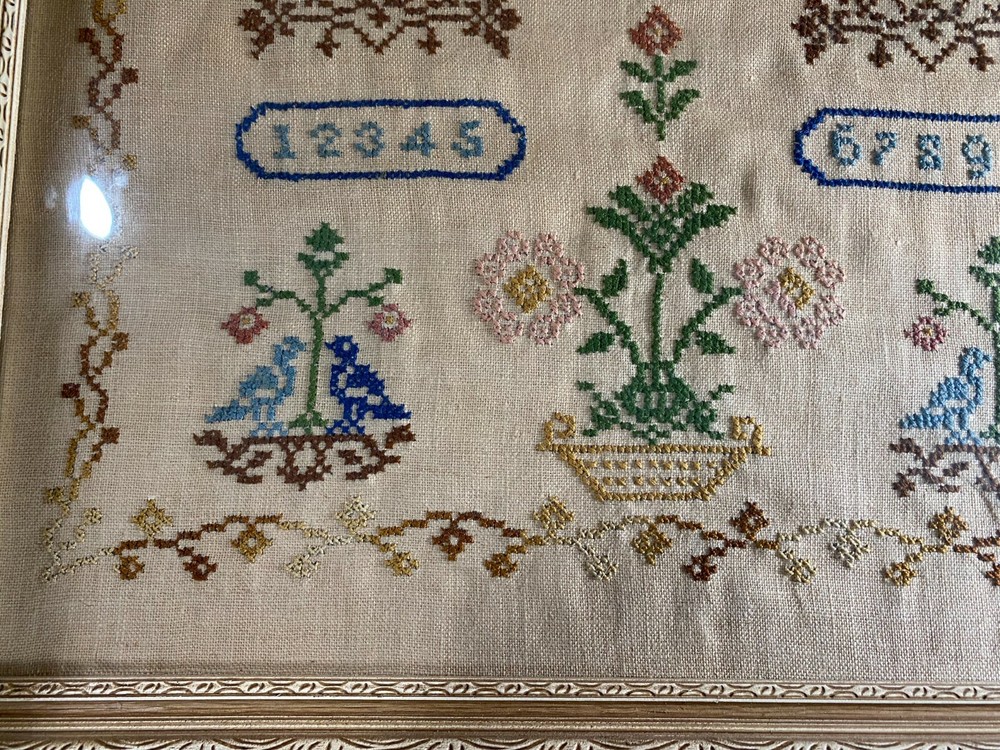 Vintage Needlepoint "Numbers And Alphabet" - Framed