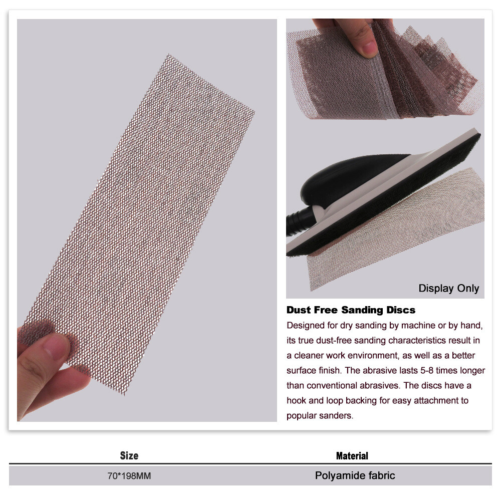 70*198mm Rectangles Grid Sandpaper 80-1000 Grit Hook & Loop Mesh Drywall Sanding
