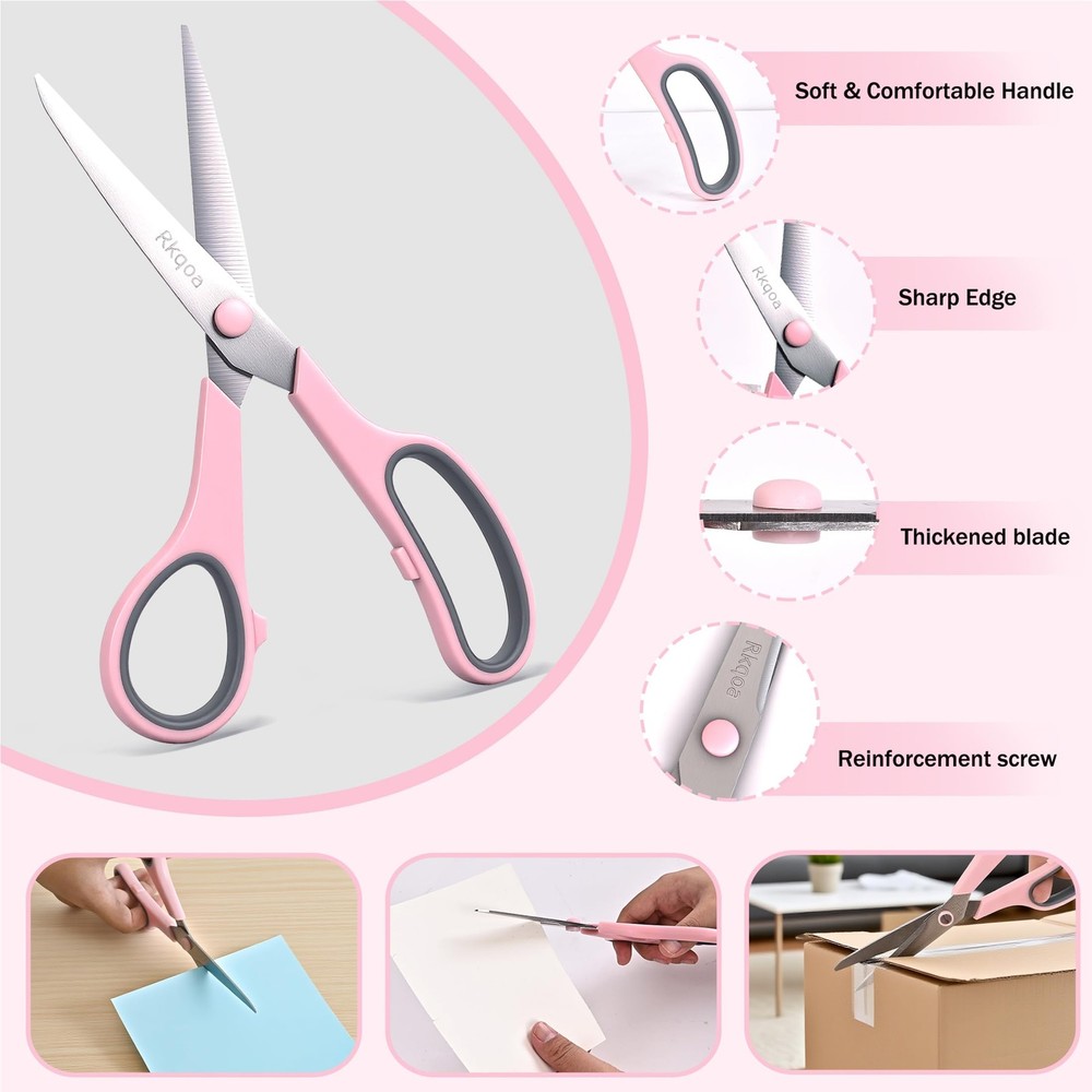 Scissors, Rkqoa 8" Scissors All Purpose 6 Pack - Multicolor 6
