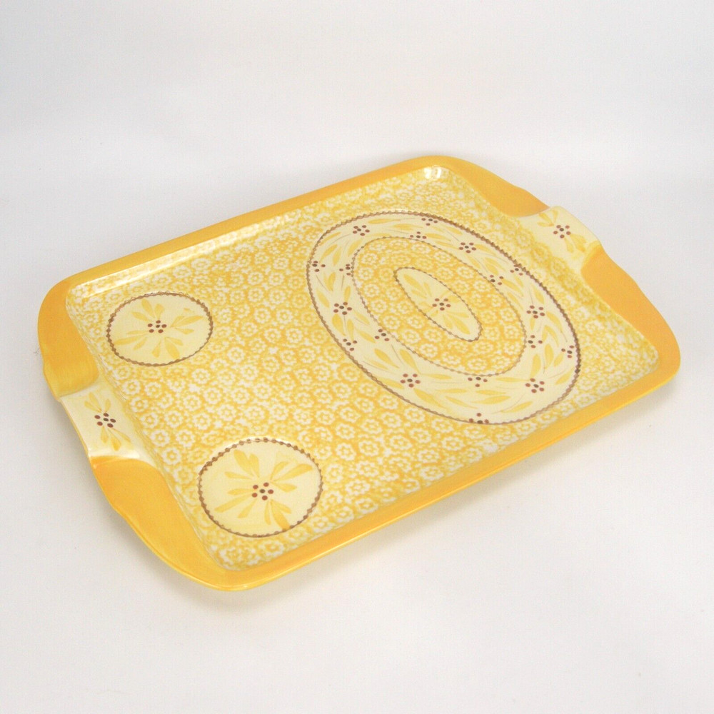 Temptations Yellow Florals Rectangular Serving Platter 15.5" x 11.75" NOB