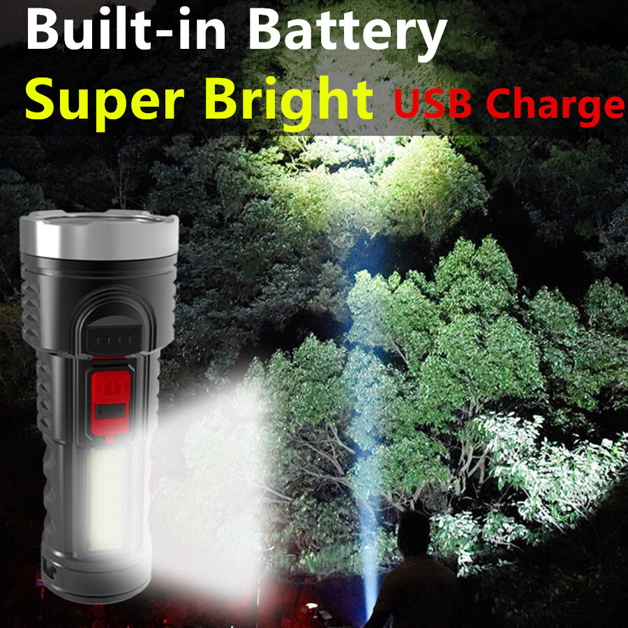 2pcs High Powered Super Bright Flashlight LED Rechargeable Police Security Torch