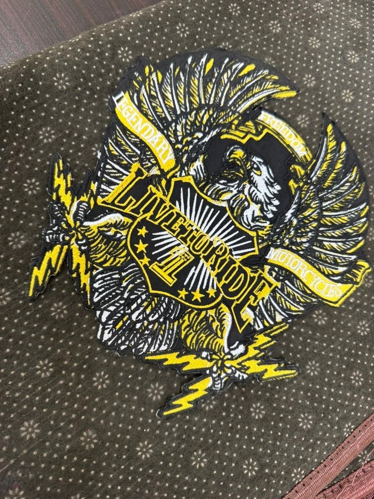 Live to Ride Eagle Embroidered Patch Large Biker Back Patch Iron-On Motorcycle