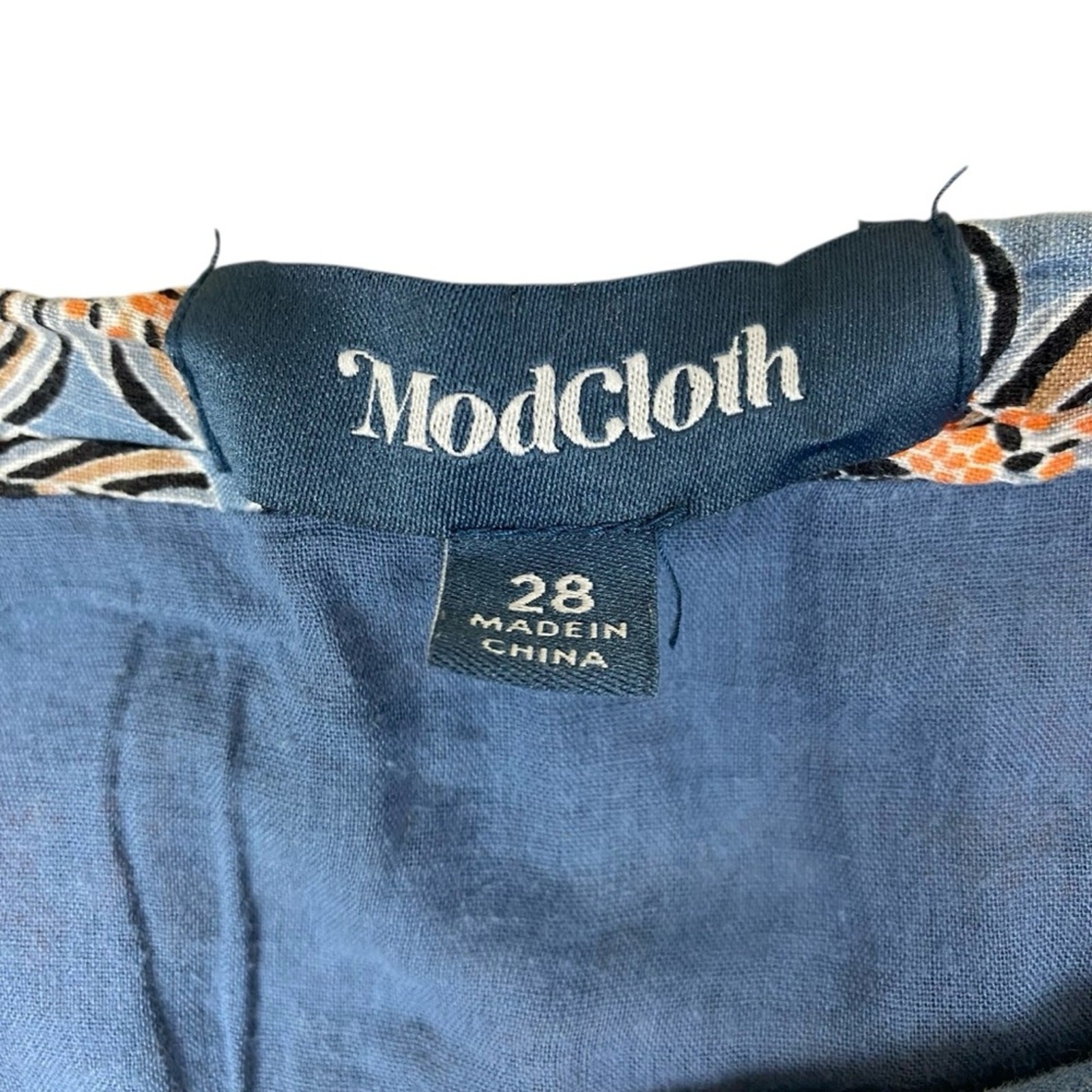 ModCloth Floral Button Front Skirt Size 28 Blue Lined