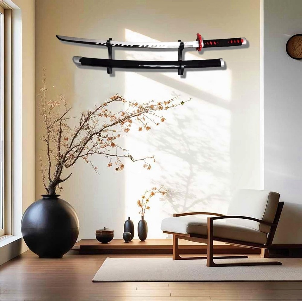 2/Set Sword Hook Wall Mount Samurai Sword Hanger Display Holder Adjustable fo...
