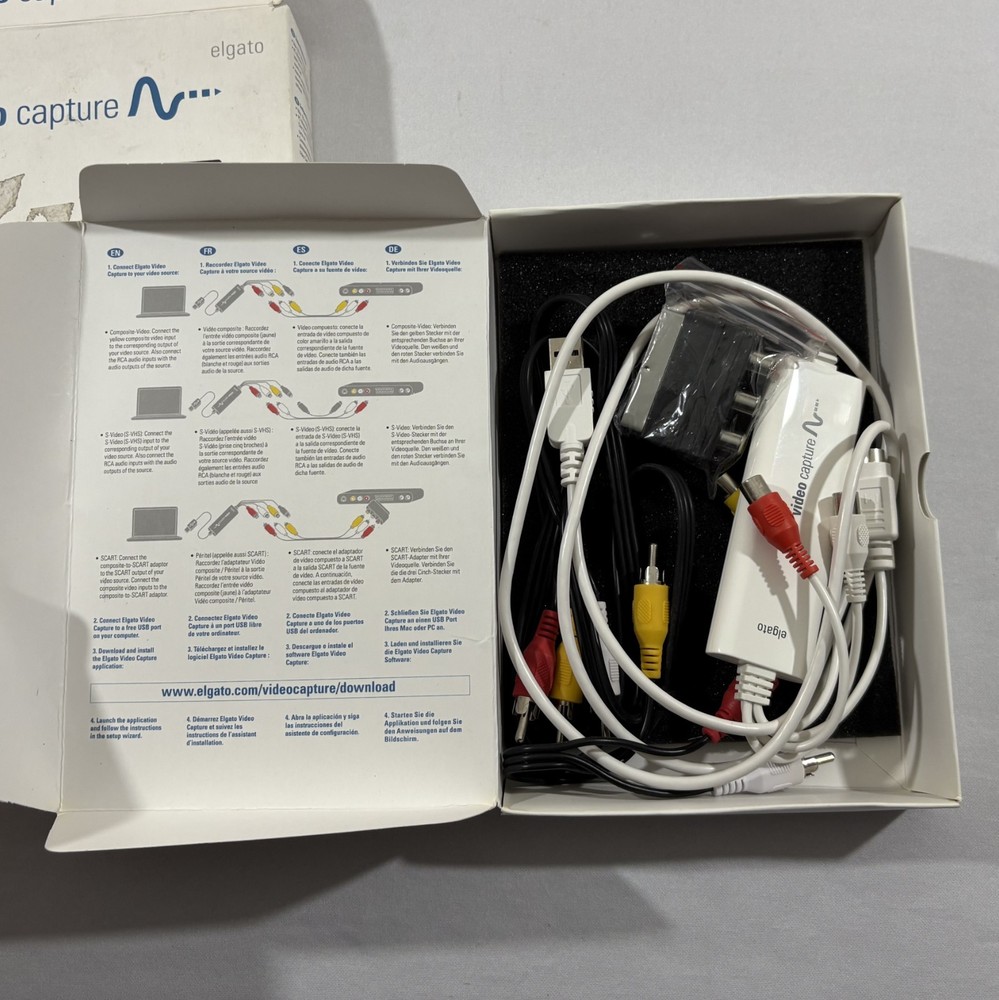 Elgato USB Analog to Digital Video Capture Record Device Complete Cable Tested