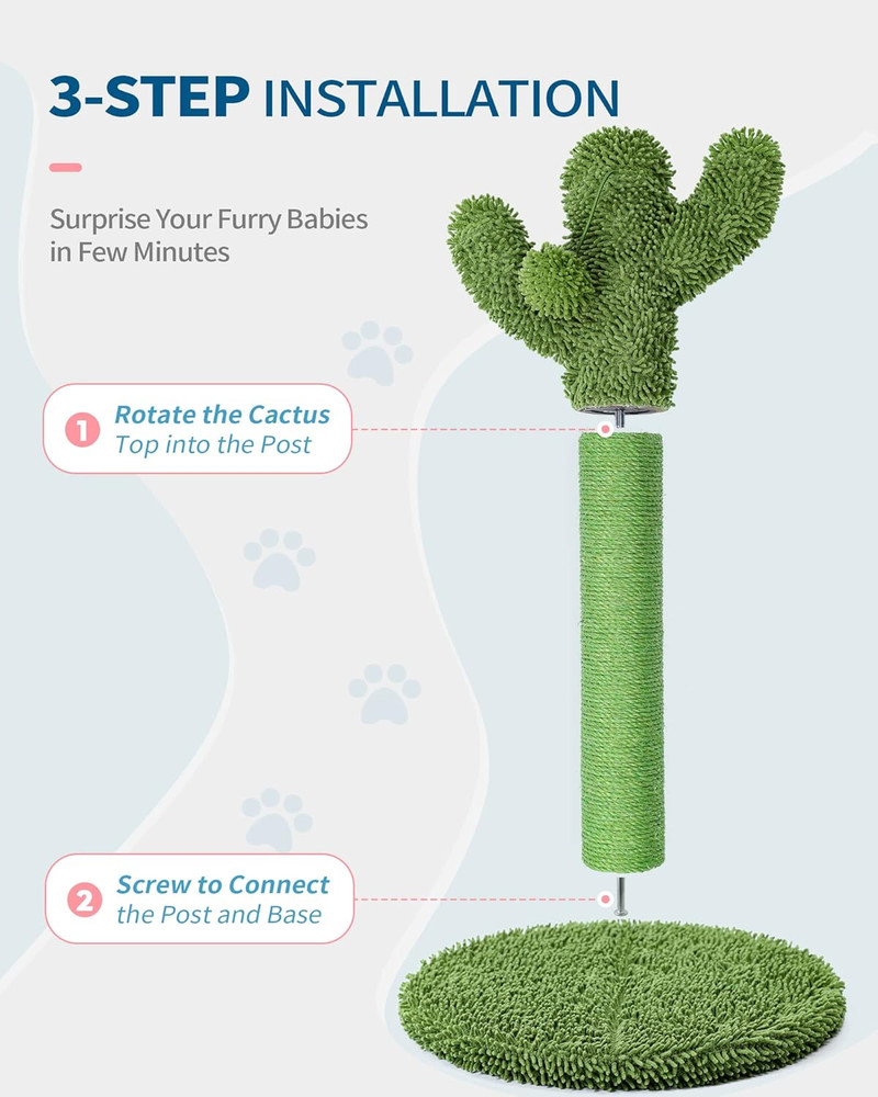 Made4Pets Cat Scratching Post, 25.6" Cactus Cat Scratcher Kitten Scratch Post wi