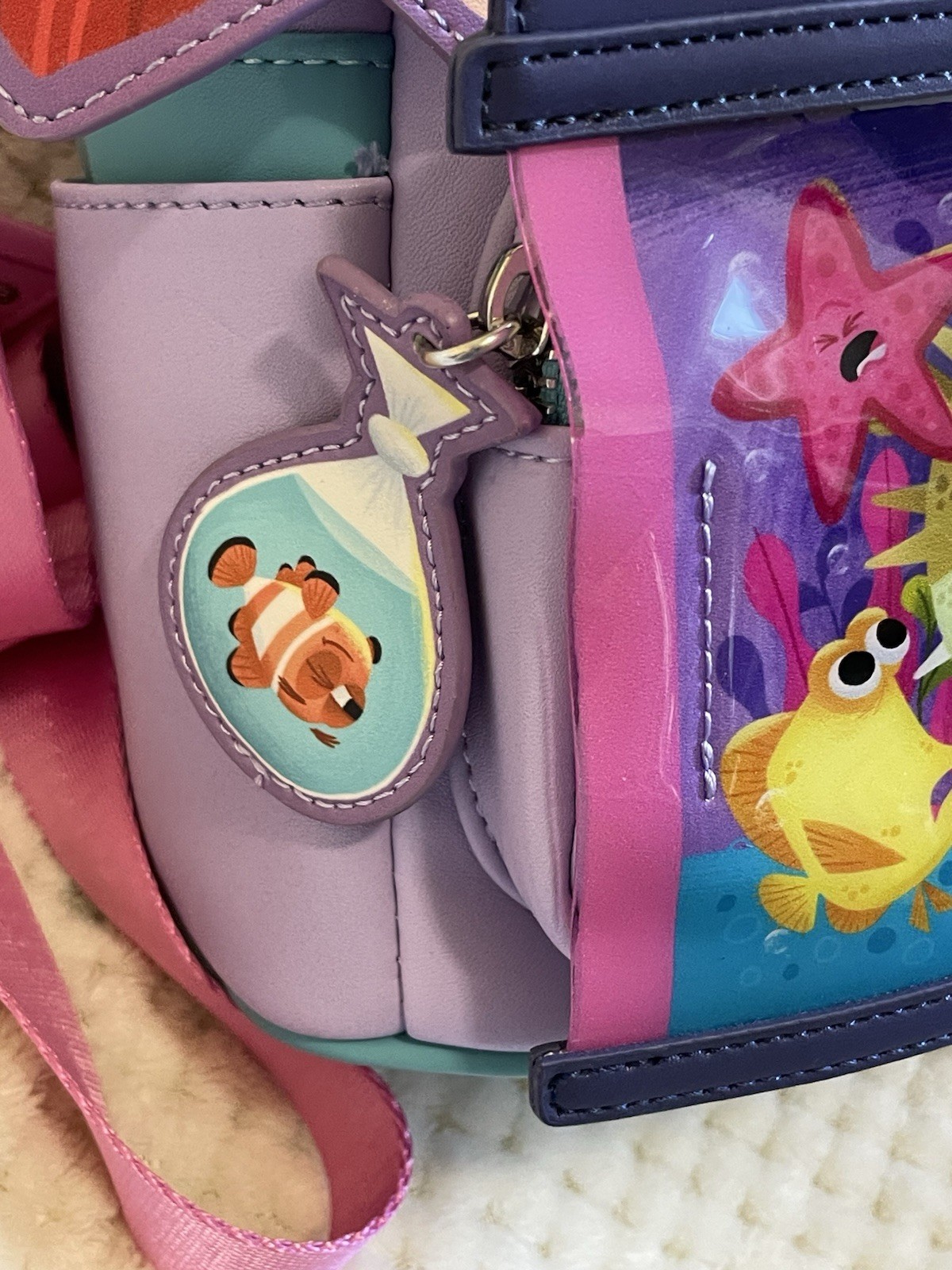 Disney Pixar Moments Finding Nemo Darla Fish Tank Loungefly Mini Backpack Bag