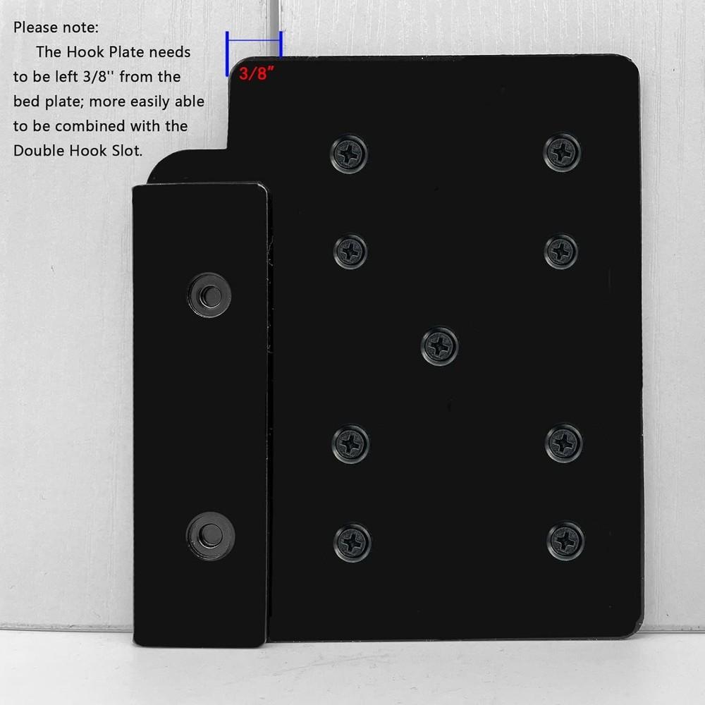 Bed Frame Post Double Hook Slot Hardware Attachment Bracket，Bed Rail Hooks Cold