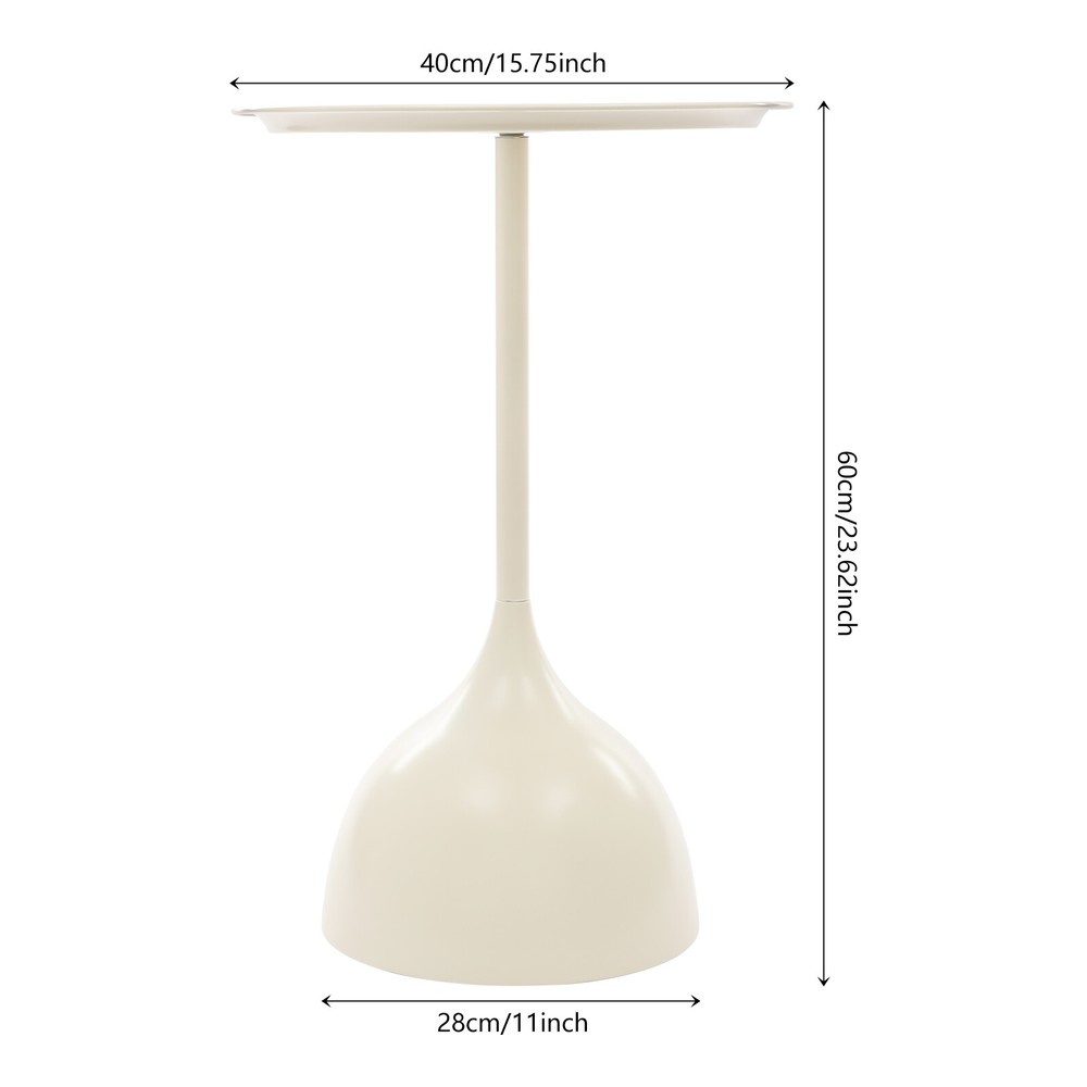 23.62in Height White Modern Side Table Round Side Table Round Bedside Table