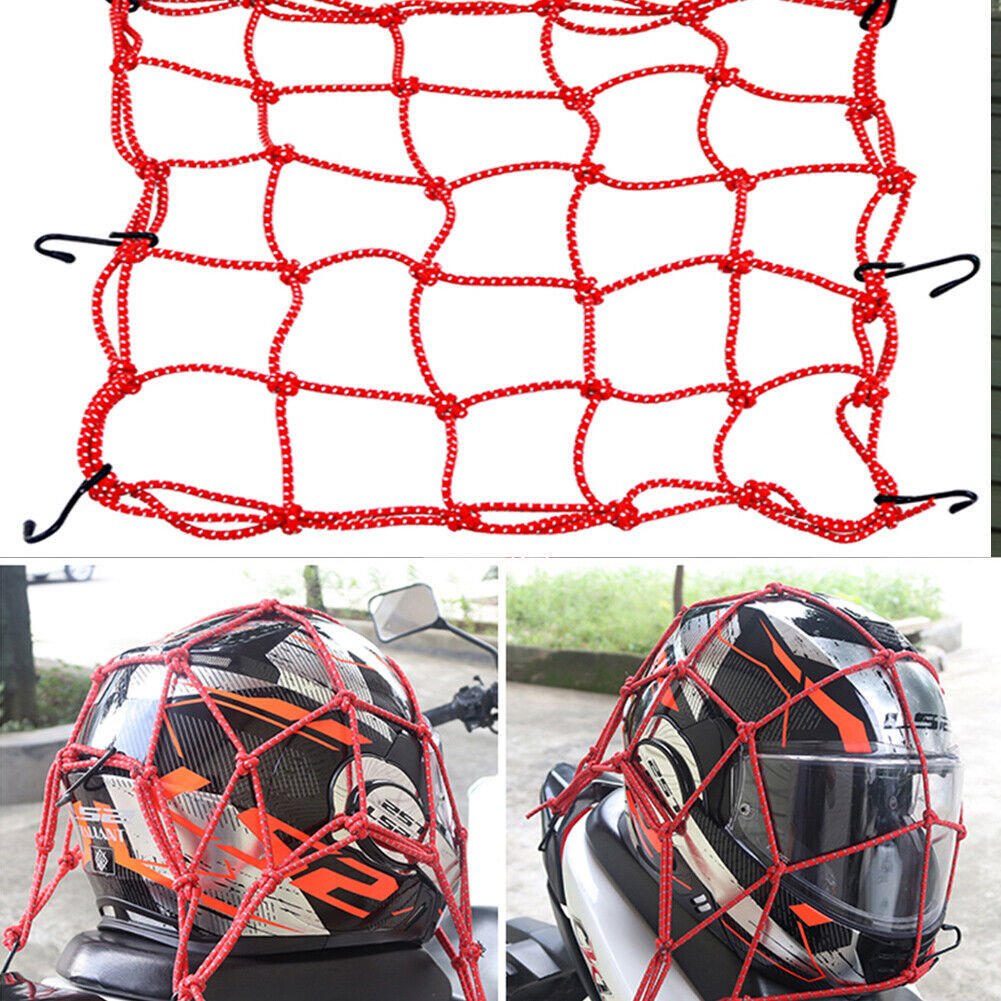 Motorcycle Cargo Bungee Net 15"x15" Small Elastic Rope Mess Strap for Bike ATV