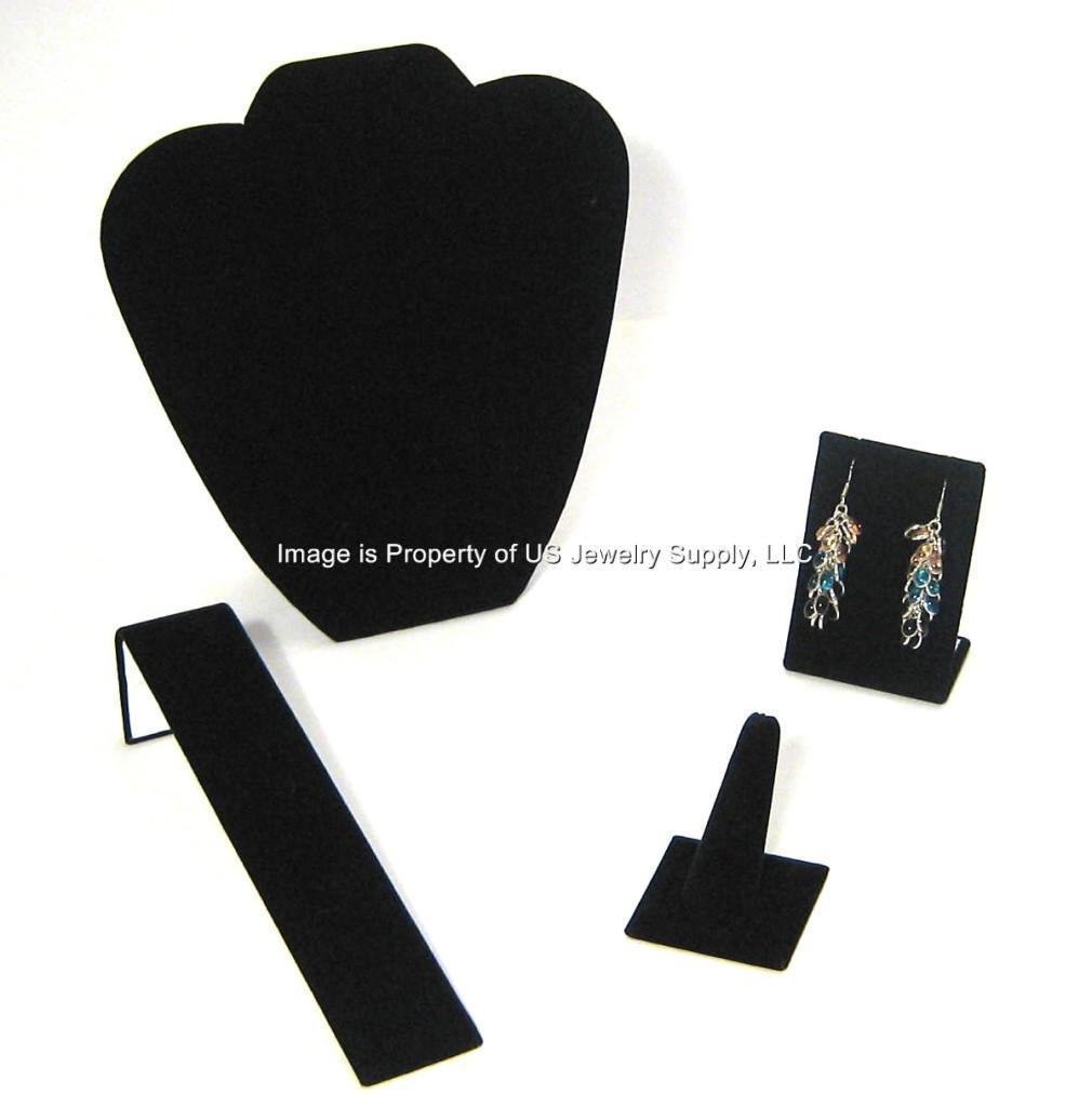 4 Piece Black Velvet Jewelry Displays Presentation or Photography Set BV1