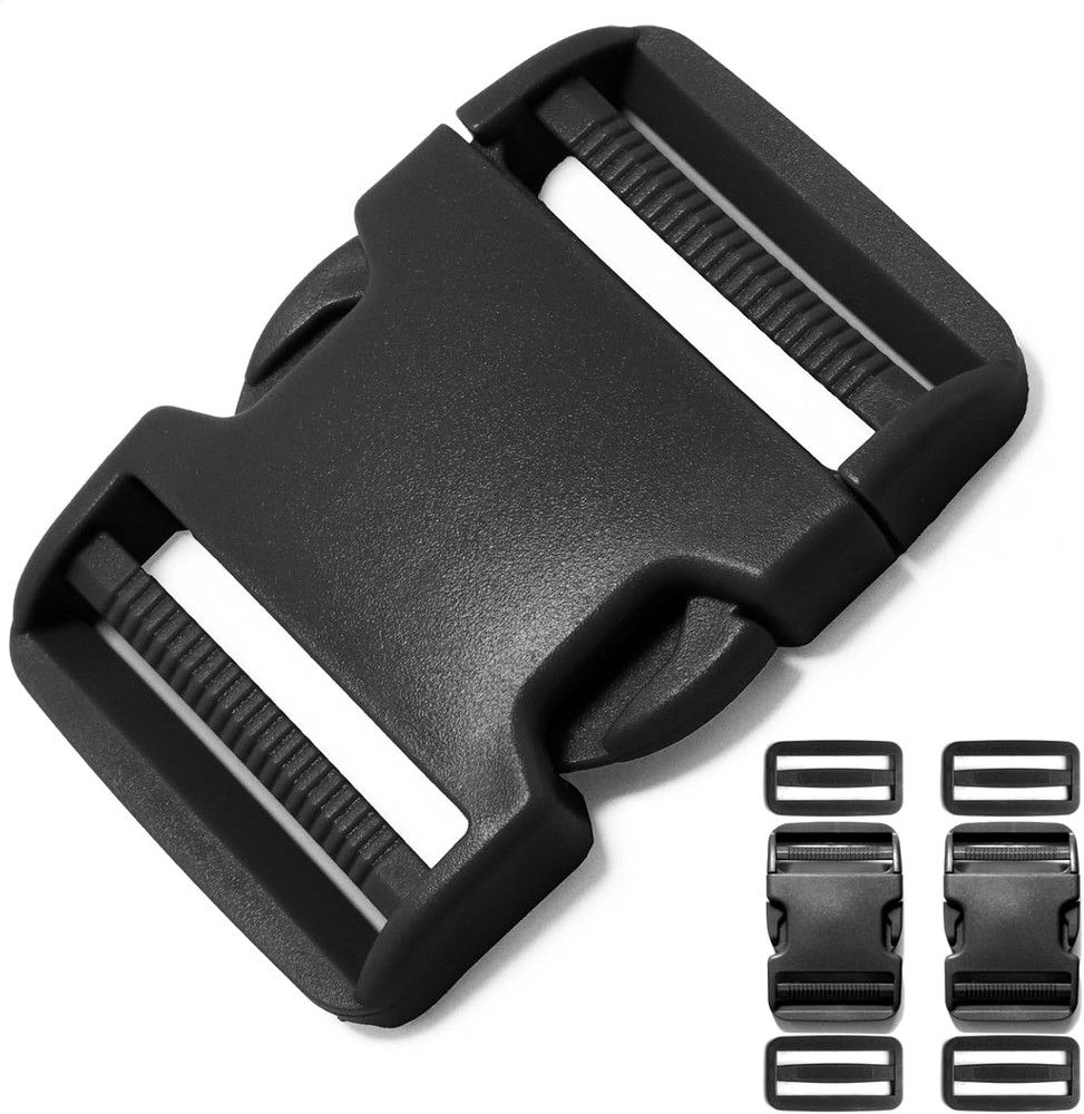 Buckle for 2 Inch Webbing Straps, Side Release Buckles 2 Set + 4PCS Tri-Glide Sl