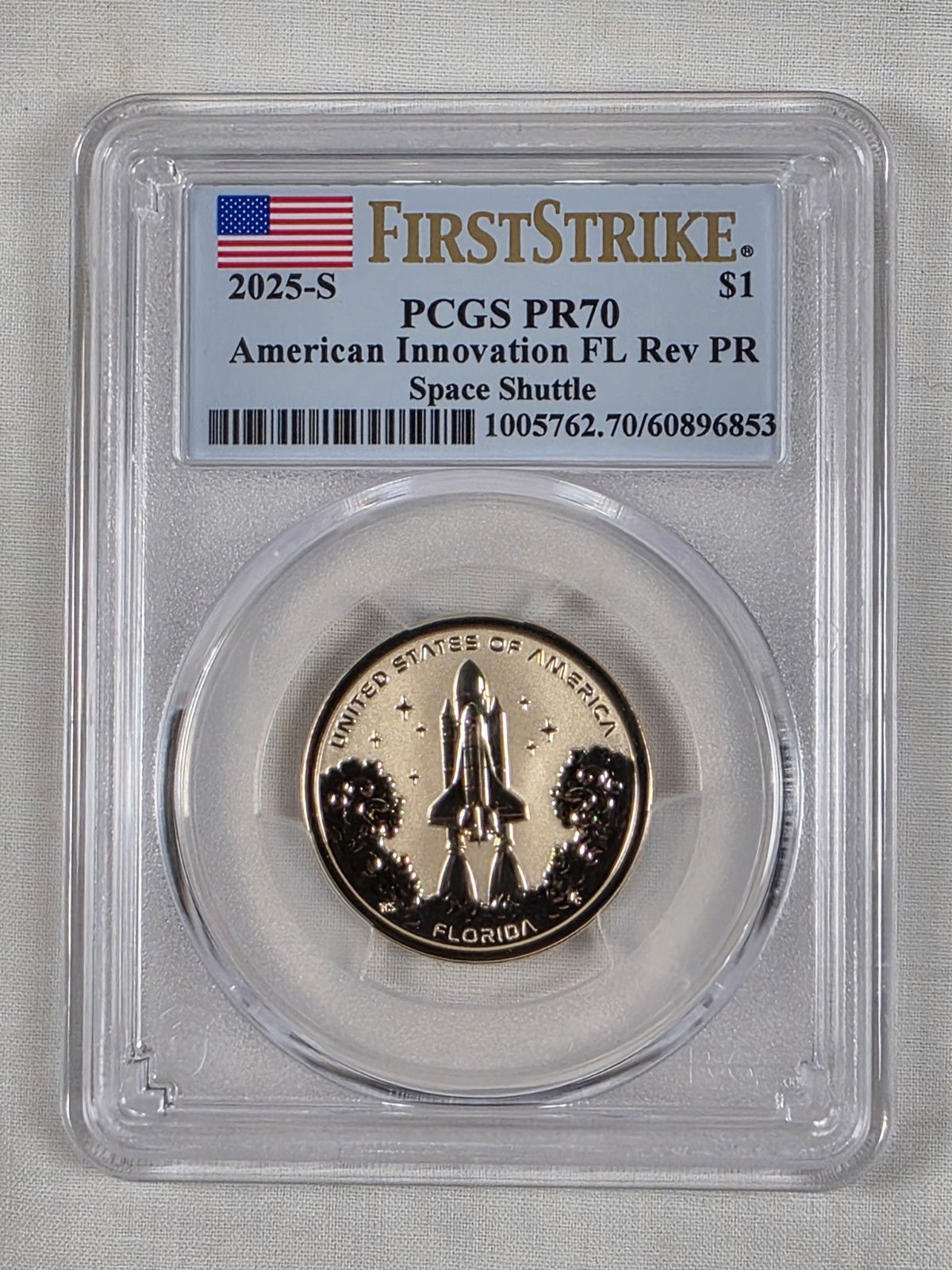 2025-S American Innovation $1 Reverse Proof PCGS PR70 FL Space Shuttle