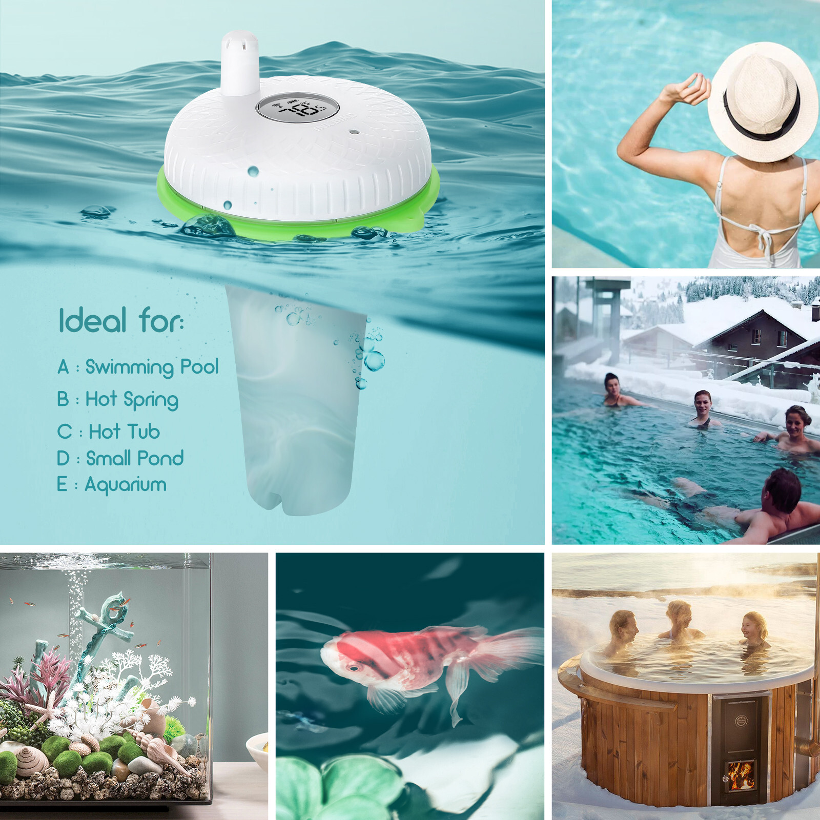 INKBIRD Floating Pool Thermometer Wi-Fi Gateway Combo Wireless App Control Ponds