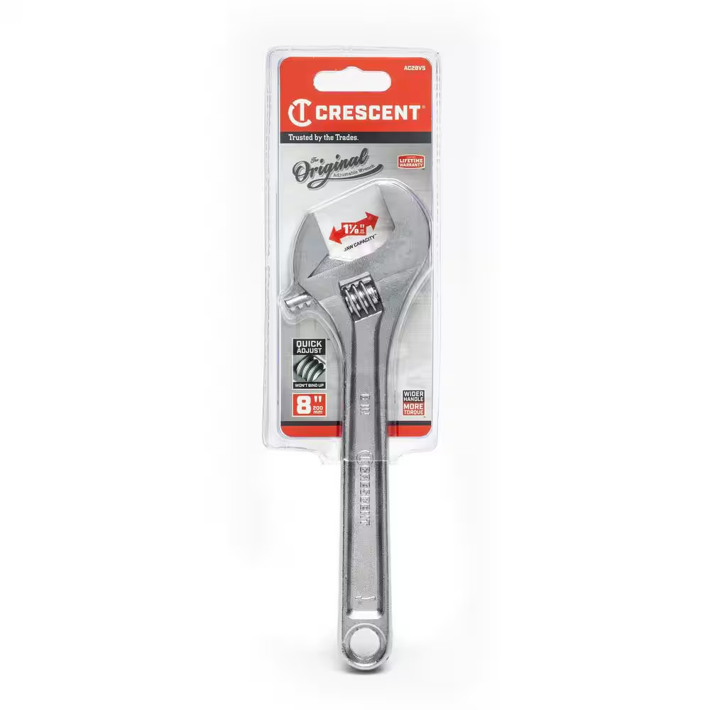 8 In. Chrome Adjustable Wrench