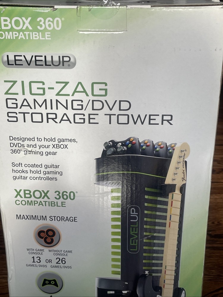 LEVEL UP Zig Zag Xbox 360 Storage Tower Console Guitars Games Controllers